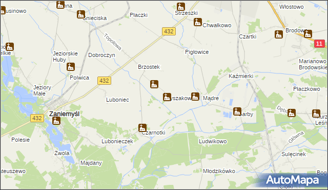 mapa Wyszakowo, Wyszakowo na mapie Targeo