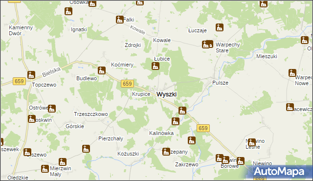 mapa Wyszki powiat bielski, Wyszki powiat bielski na mapie Targeo