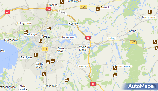 mapa Wyszków Śląski, Wyszków Śląski na mapie Targeo