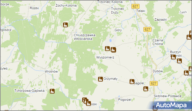 mapa Wyszomierz gmina Kosów Lacki, Wyszomierz gmina Kosów Lacki na mapie Targeo