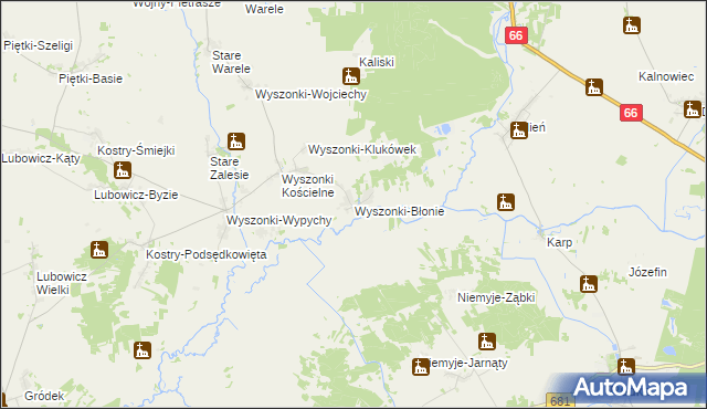 mapa Wyszonki-Błonie, Wyszonki-Błonie na mapie Targeo