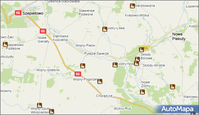 mapa Wyszonki-Posele, Wyszonki-Posele na mapie Targeo