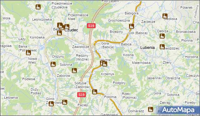 mapa Wyżne, Wyżne na mapie Targeo