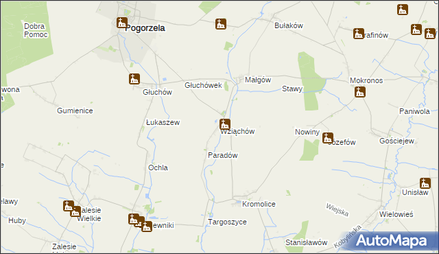 mapa Wziąchów, Wziąchów na mapie Targeo
