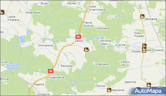 mapa Żaba, Żaba na mapie Targeo