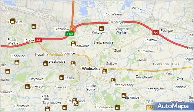 mapa Zabawa gmina Wieliczka, Zabawa gmina Wieliczka na mapie Targeo