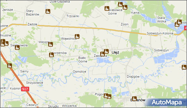 mapa Żabianka gmina Ułęż, Żabianka gmina Ułęż na mapie Targeo