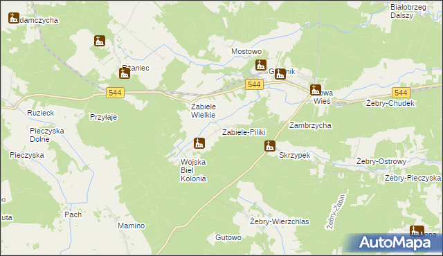 mapa Zabiele-Piliki, Zabiele-Piliki na mapie Targeo