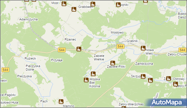 mapa Zabiele Wielkie, Zabiele Wielkie na mapie Targeo