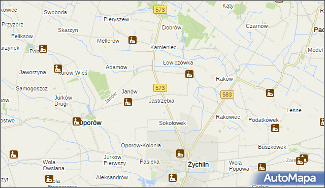 mapa Żabików gmina Żychlin, Żabików gmina Żychlin na mapie Targeo