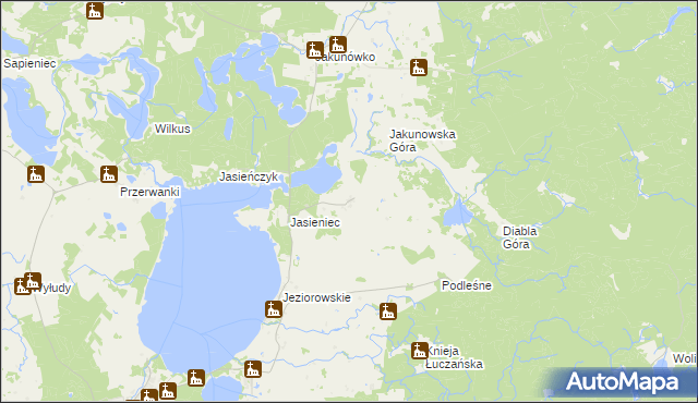 mapa Żabinka gmina Kruklanki, Żabinka gmina Kruklanki na mapie Targeo