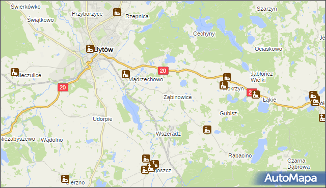 mapa Ząbinowice, Ząbinowice na mapie Targeo