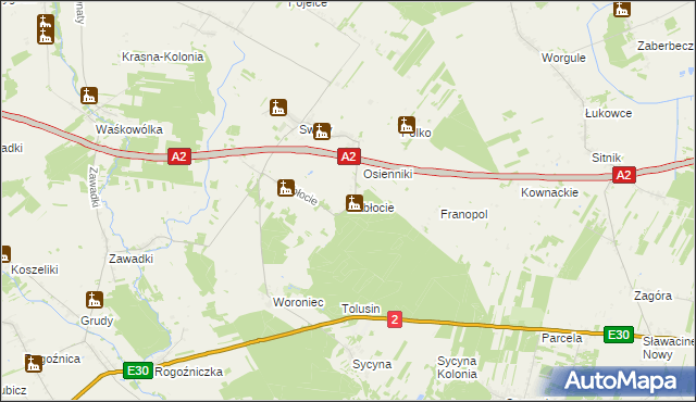 mapa Zabłocie gmina Biała Podlaska, Zabłocie gmina Biała Podlaska na mapie Targeo