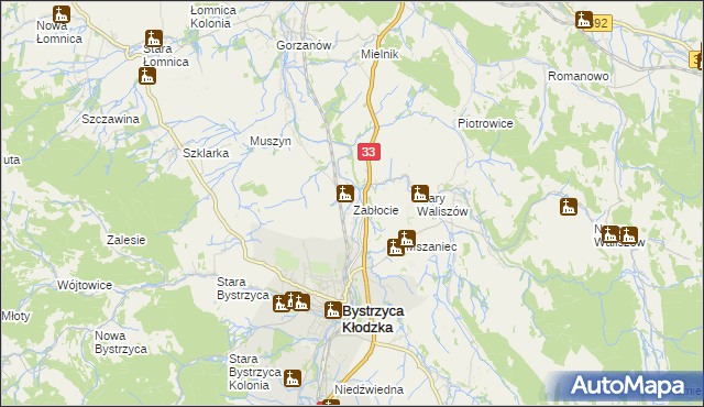 mapa Zabłocie gmina Bystrzyca Kłodzka, Zabłocie gmina Bystrzyca Kłodzka na mapie Targeo