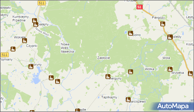 mapa Zabłocie gmina Górowo Iławeckie, Zabłocie gmina Górowo Iławeckie na mapie Targeo