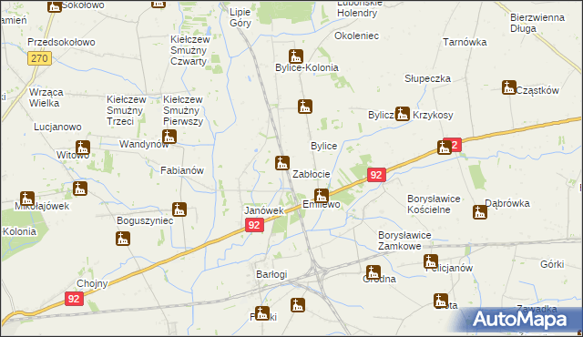 mapa Zabłocie gmina Grzegorzew, Zabłocie gmina Grzegorzew na mapie Targeo