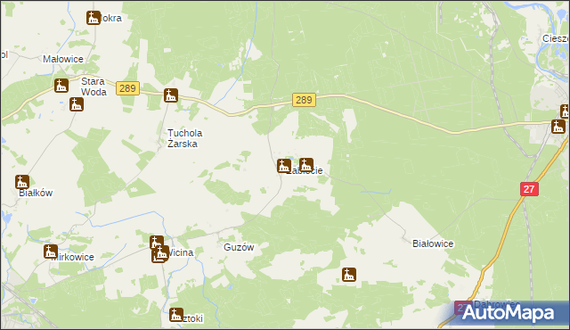 mapa Zabłocie gmina Jasień, Zabłocie gmina Jasień na mapie Targeo