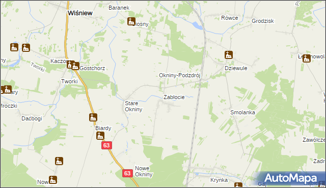 mapa Zabłocie gmina Wiśniew, Zabłocie gmina Wiśniew na mapie Targeo