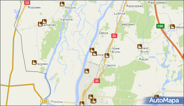 mapa Żabnica gmina Gryfino, Żabnica gmina Gryfino na mapie Targeo