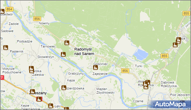 mapa Żabno gmina Radomyśl nad Sanem, Żabno gmina Radomyśl nad Sanem na mapie Targeo