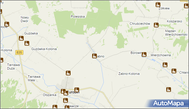 mapa Żabno gmina Turobin, Żabno gmina Turobin na mapie Targeo