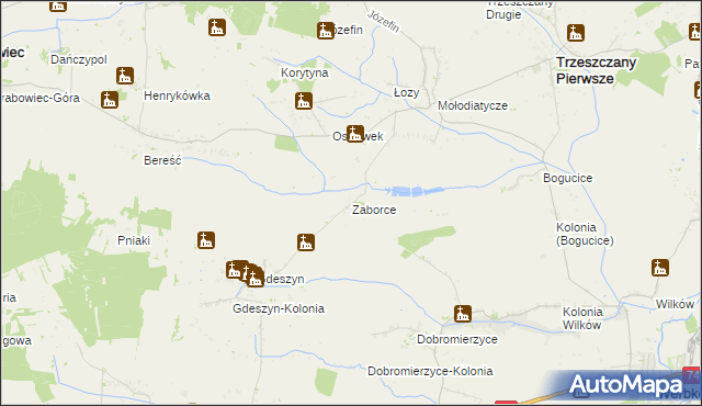 mapa Zaborce gmina Trzeszczany, Zaborce gmina Trzeszczany na mapie Targeo