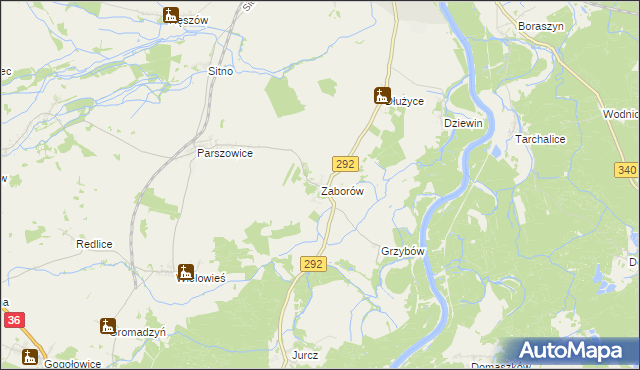 mapa Zaborów gmina Ścinawa, Zaborów gmina Ścinawa na mapie Targeo