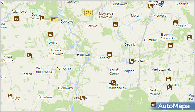 mapa Zaborze gmina Nasielsk, Zaborze gmina Nasielsk na mapie Targeo