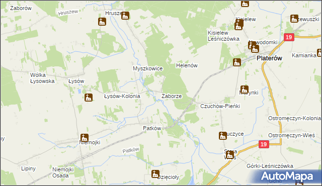 mapa Zaborze gmina Platerów, Zaborze gmina Platerów na mapie Targeo