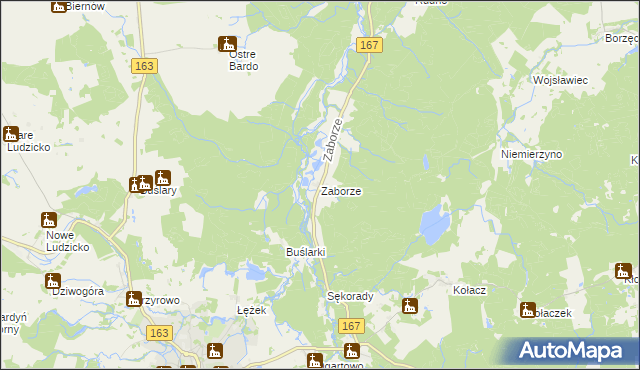 mapa Zaborze gmina Połczyn-Zdrój, Zaborze gmina Połczyn-Zdrój na mapie Targeo