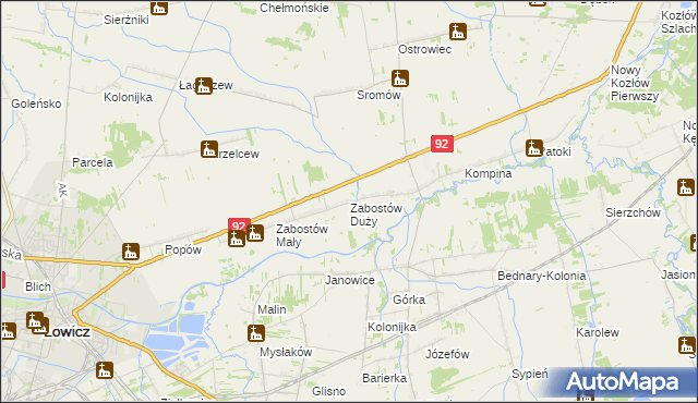 mapa Zabostów Duży, Zabostów Duży na mapie Targeo