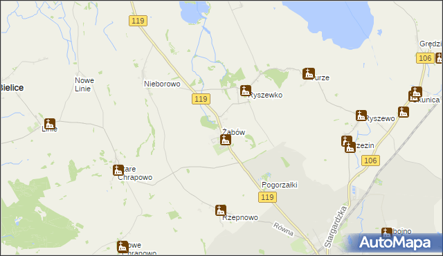 mapa Żabów, Żabów na mapie Targeo