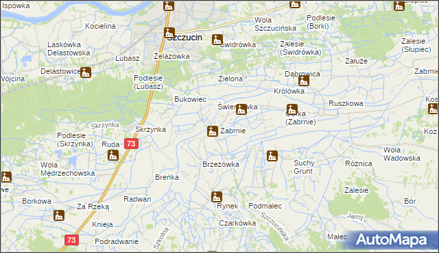 mapa Zabrnie gmina Szczucin, Zabrnie gmina Szczucin na mapie Targeo