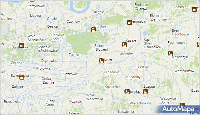 mapa Zabrnie gmina Wadowice Górne, Zabrnie gmina Wadowice Górne na mapie Targeo
