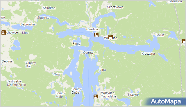 mapa Zabrody gmina Kościerzyna, Zabrody gmina Kościerzyna na mapie Targeo