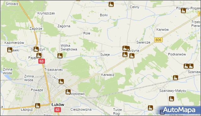 mapa Zabrodzie gmina Łuków, Zabrodzie gmina Łuków na mapie Targeo