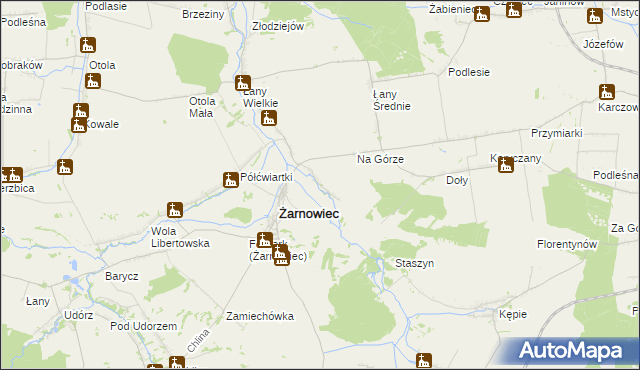 mapa Zabrodzie gmina Żarnowiec, Zabrodzie gmina Żarnowiec na mapie Targeo