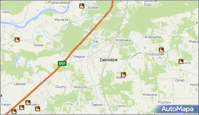 mapa Zabrodzie powiat wyszkowski, Zabrodzie powiat wyszkowski na mapie Targeo