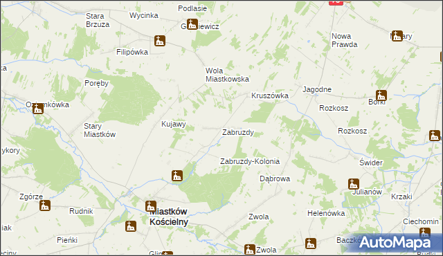 mapa Zabruzdy, Zabruzdy na mapie Targeo