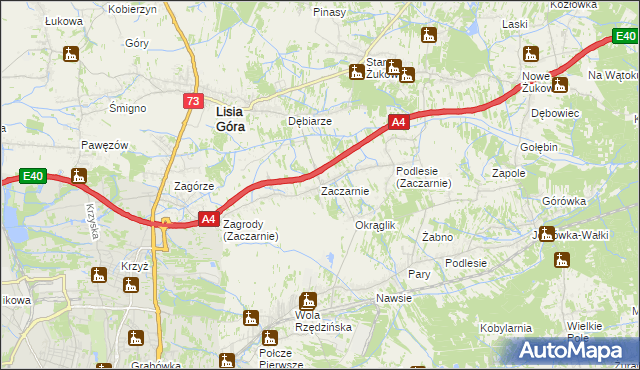 mapa Zaczarnie, Zaczarnie na mapie Targeo