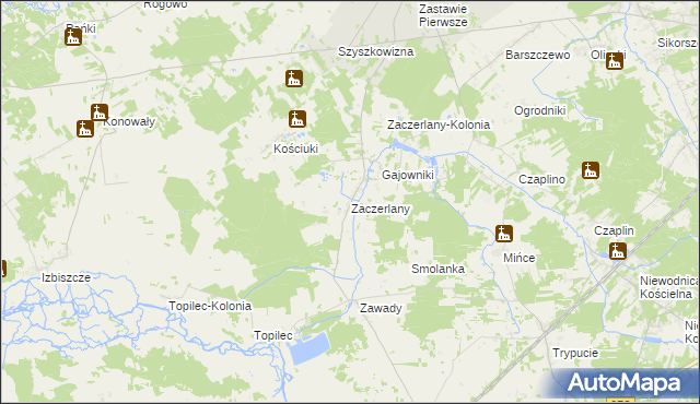 mapa Zaczerlany, Zaczerlany na mapie Targeo