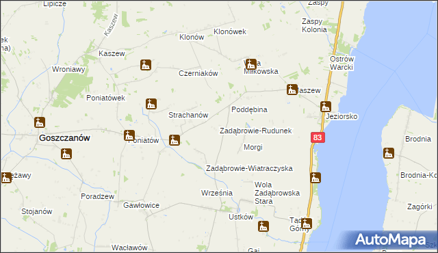 mapa Zadąbrowie-Rudunek, Zadąbrowie-Rudunek na mapie Targeo