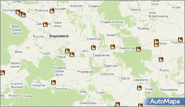 mapa Zadębieniec, Zadębieniec na mapie Targeo