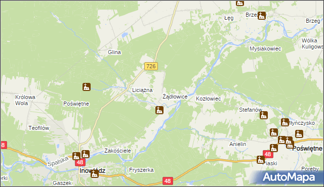 mapa Żądłowice, Żądłowice na mapie Targeo