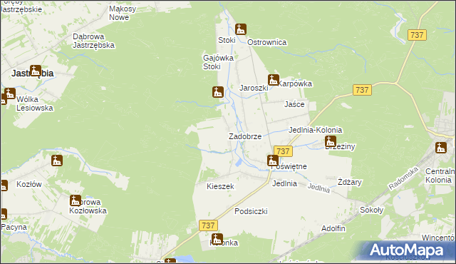 mapa Zadobrze gmina Pionki, Zadobrze gmina Pionki na mapie Targeo