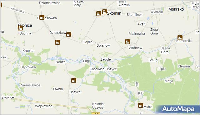 mapa Zadole gmina Skomlin, Zadole gmina Skomlin na mapie Targeo