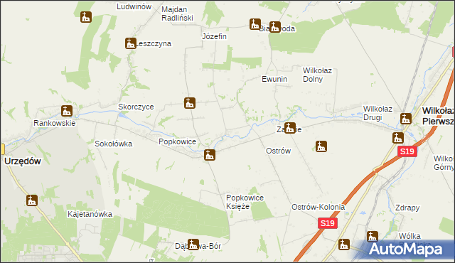 mapa Zadworze gmina Urzędów, Zadworze gmina Urzędów na mapie Targeo