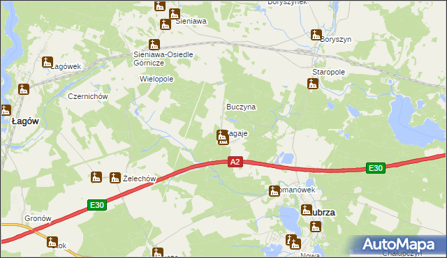 mapa Zagaje gmina Lubrza, Zagaje gmina Lubrza na mapie Targeo