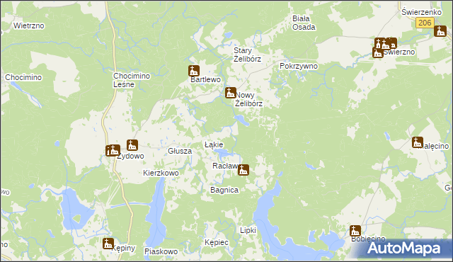 mapa Zagaje gmina Polanów, Zagaje gmina Polanów na mapie Targeo