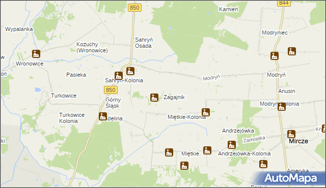 mapa Zagajnik gmina Werbkowice, Zagajnik gmina Werbkowice na mapie Targeo